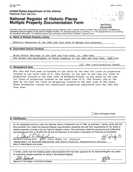 National Register of Historic Places J / Multiple Property Documentation Form