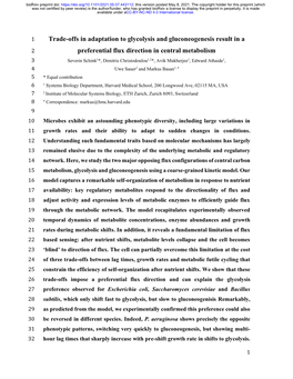 Trade-Offs in Adaptation to Glycolysis and Gluconeogenesis Result in A