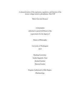 A Characterization of the Expression, Regulation, and Function of the Mouse Voltage-Sensitive Phosphatase, Mm-VSP
