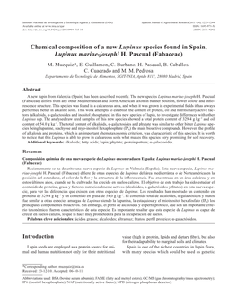 Chemical Composition of a New Lupinus Species Found in Spain, Lupinus Mariae-Josephi H