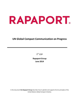 Rapaport Global Compact COP 2014