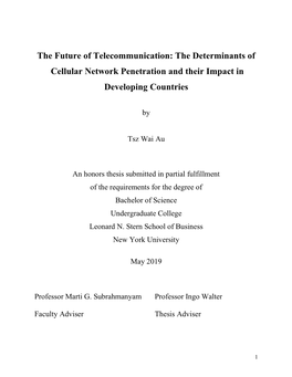 The Future of Telecommunication: the Determinants of Cellular Network Penetration and Their Impact in Developing Countries