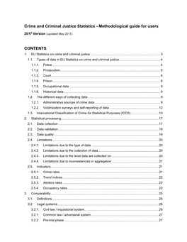 Crime and Criminal Justice Statistics - Methodological Guide for Users