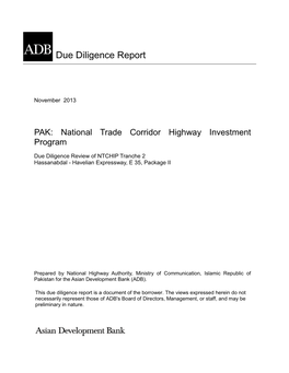 PAK: National Trade Corridor Highway Investment Program