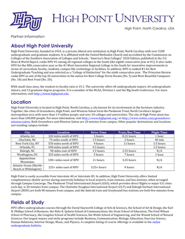 About High Point University Location Fields of Study