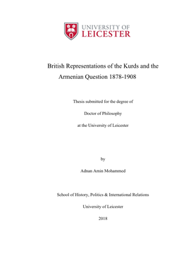 British Representations of the Kurds and the Armenian Question 1878