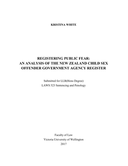 An Analysis of the New Zealand Child Sex Offender Government Agency Register