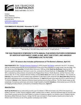 The San Francisco Symphony's Fifth Annual Film Series