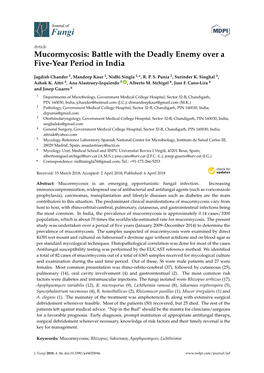 Mucormycosis: Battle with the Deadly Enemy Over a Five-Year Period in India