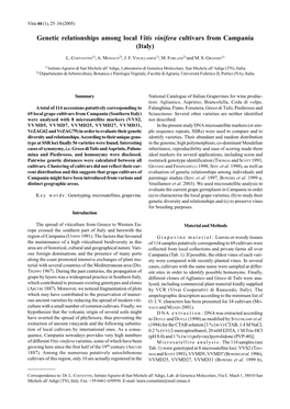 Genetic Relationships Among Local Vitis Vinifera Cultivars from Campania (Italy)