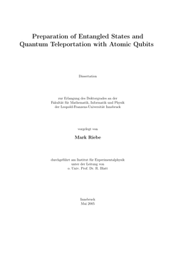 Preparation of Entangled States and Quantum Teleportation with Atomic Qubits