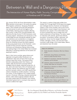 Between a Wall and a Dangerous Place the Intersection of Human Rights, Public Security, Corruption & Migration in Honduras and El Salvador