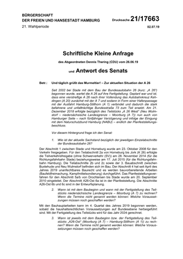 Schriftliche Kleine Anfrage Und Antwort Des Senats