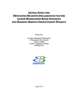 Initial Study and Mitigated Negative Declaration for the Lower Mokelumne River Spawning and Rearing Habitat Improvement Project