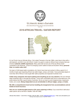 2019 African Travel / Safari Report