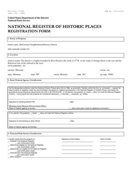 National Register of Historic Places Registration Form