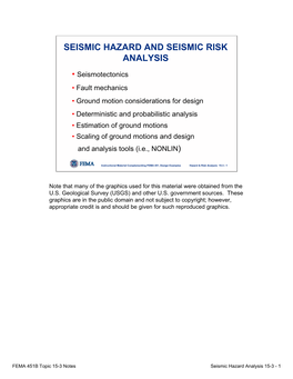 Seismic Hazard and Seismic Risk Analysis