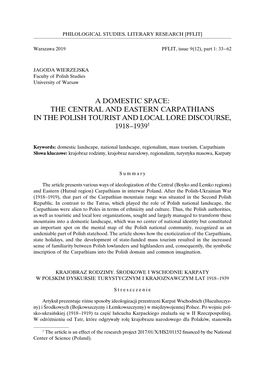 The Central and Eastern Carpathians in the Polish Tourist and Local Lore Discourse, 1918–19391