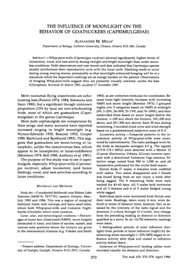 The Influence of Moonlight on the Behavior of Goatsuckers (Caprimulgidae)