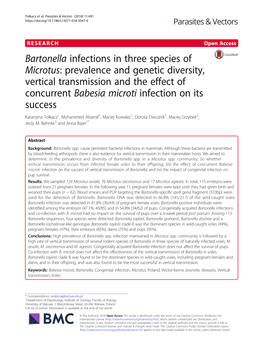 Bartonella Infections in Three Species of Microtus: Prevalence and Genetic Diversity, Vertical Transmission and the Effect of Co