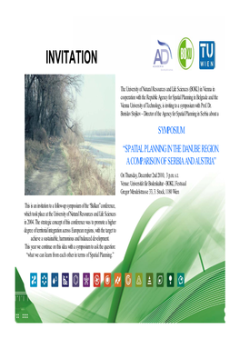 SYMPOSIUM “SPATIAL PLANNING in the DANUBE REGION. a COMPARISON of SERBIA and AUSTRIA” on Thursday, December 2Nd 2010, 3 P.M