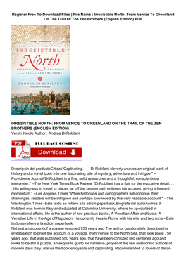 PDF Gratis Irresistible North: from Venice to Greenland on the Trail