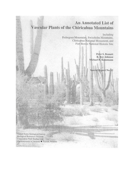An Annotated List of VASCULAR PLANTS of CHIRICAHUA MOUNTAINS