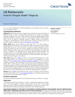 US Restaurants Food for Thought: Shakin’ Things Up