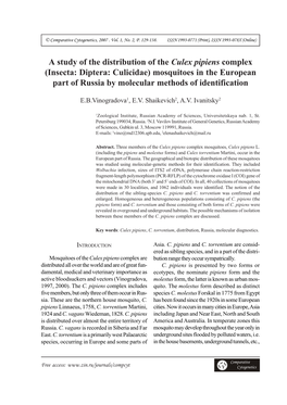 A Study of the Distribution of the Culex Pipiens Complex