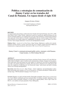 Política Y Estrategias De Comunicación De Jimmy Carter En Los Tratados Del Canal De Panamá