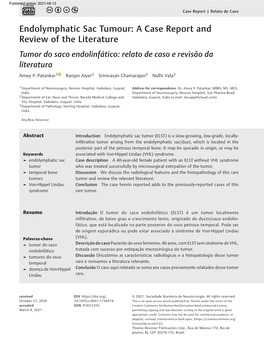 Endolymphatic Sac Tumour: a Case Report and Review of the Literature Tumordosacoendolinfático:Relatodecasoerevisãoda Literatura