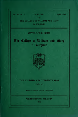 Bulletin of the College of William and Mary in Virginia