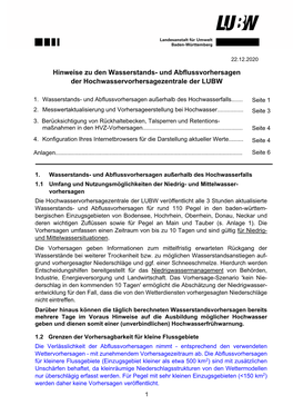 Hinweise Zu Den Wasserstands- Und Abflussvorhersagen Der Hochwasservorhersagezentrale Der LUBW