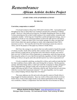 Remembrance African Activist Archive Project