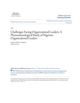 A Phenomenological Study of Nigerian Organizational Leaders Adesina Olufemi Adegunle Walden University