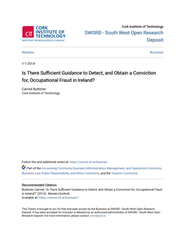 Is There Sufficient Guidance to Detect, and Obtain a Conviction For, Occupational Fraud in Ireland?