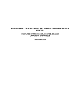 A Bibliography of Works About and by Females and Minorities in Aviation