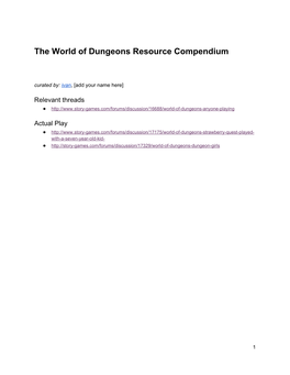 The World of Dungeons Resource Compendium