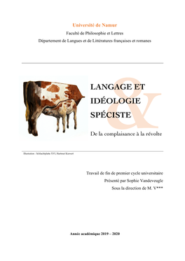 Langage Et Idéologie Spéciste