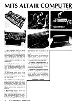 MITS ALTAIR 8800 Is the INTELL 8080 Processor Chip