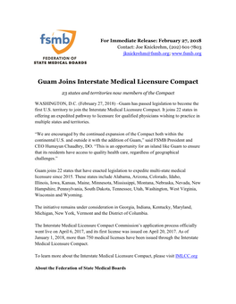 Press Release – Guam Joins IMLCC