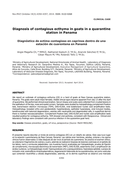 Diagnosis of Contagious Ecthyma in Goats in a Quarantine Station in Panama