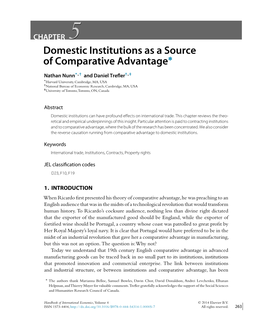 Domestic Institutions As a Source of Comparative Advantage∗