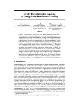 Strictly Batch Imitation Learning by Energy-Based Distribution Matching