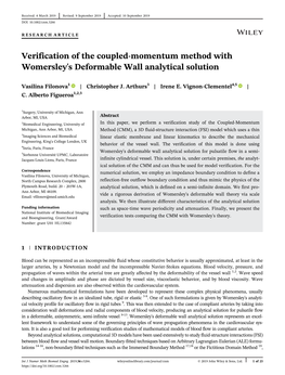 Verification of the Coupled‐Momentum Method with Womersley's Deformable Wall Analytical Solution