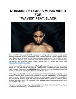 Normani Releases Music Video for “Waves” Feat. 6Lack