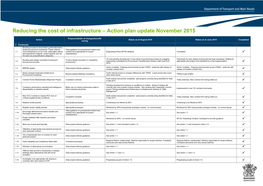 Reducing the Cost of Infrastructure – Action Plan Update November 2015