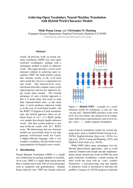 Achieving Open Vocabulary Neural Machine Translation with Hybrid Word-Character Models