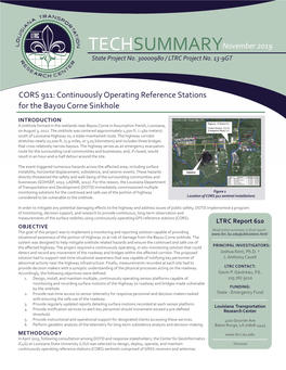CORS 911: Continuously Operating Reference Stations for the Bayou Corne Sinkhole