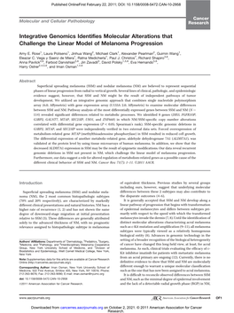 Integrative Genomics Identifies Molecular Alterations That Challenge the Linear Model of Melanoma Progression